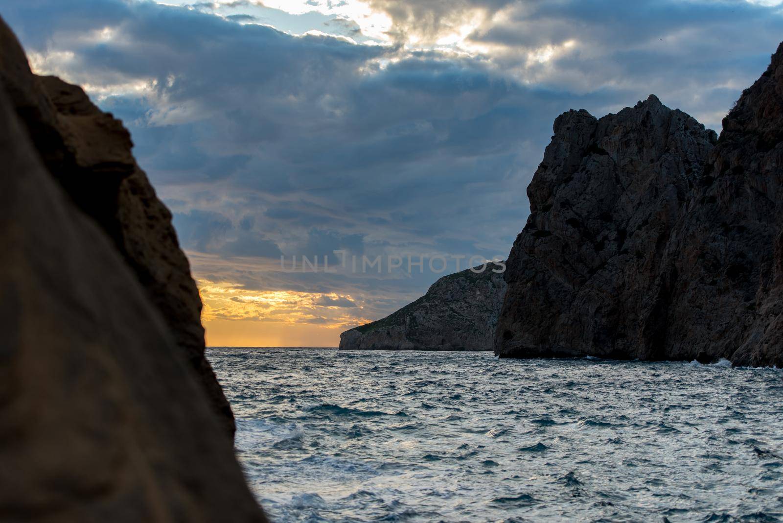 Ibiza, Spain - september 1 2019: Sa pedrera de Cala de Hort, Atlantis at late afternoon