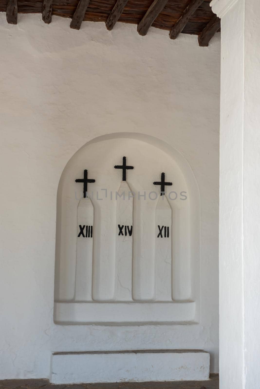 Old White Church of Sant Mateu de la Albarca, Ibiza, Spain.