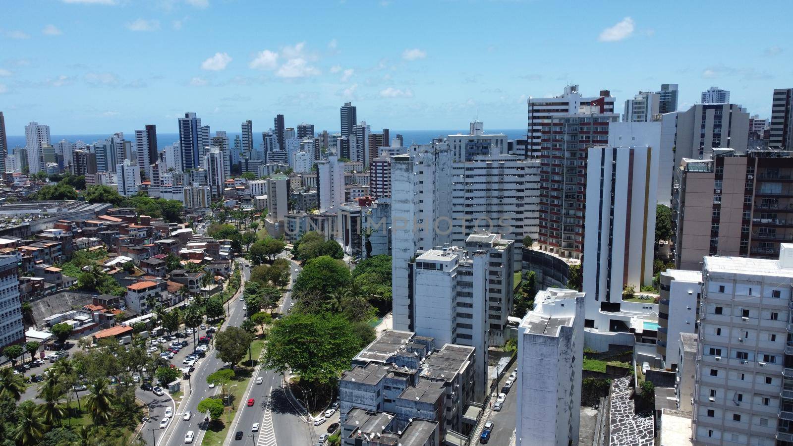 salvador, bahia, brazil - october 29, 2021: aerial view of buildings and homes in the city of Salvador.