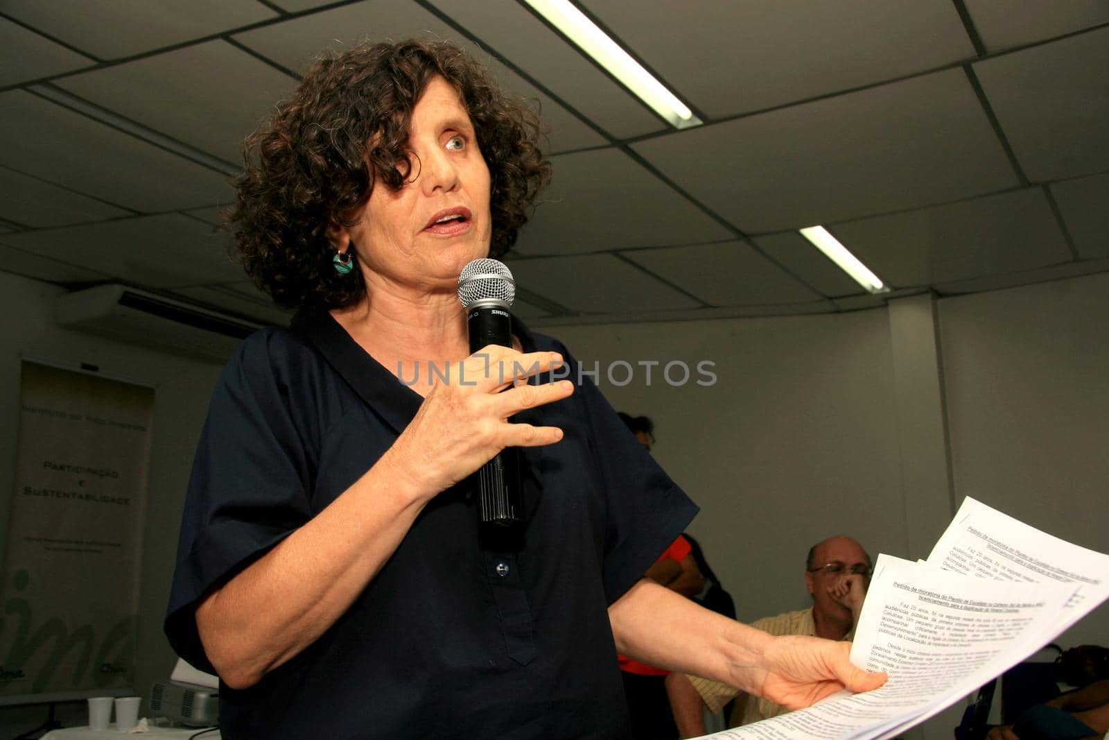 eunapolis, bahia, brazil - february 3, 2009: Bete Wagner, political activist is seen during a presentation in the city of Eunapolis.