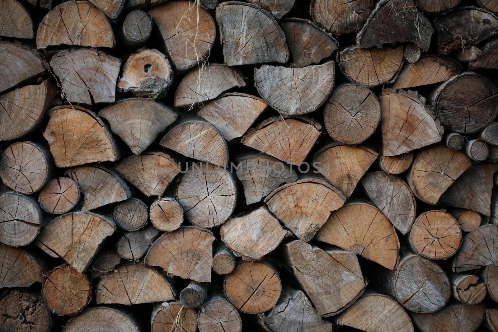 Cutted wood ready for fire close up background modern high quality prints