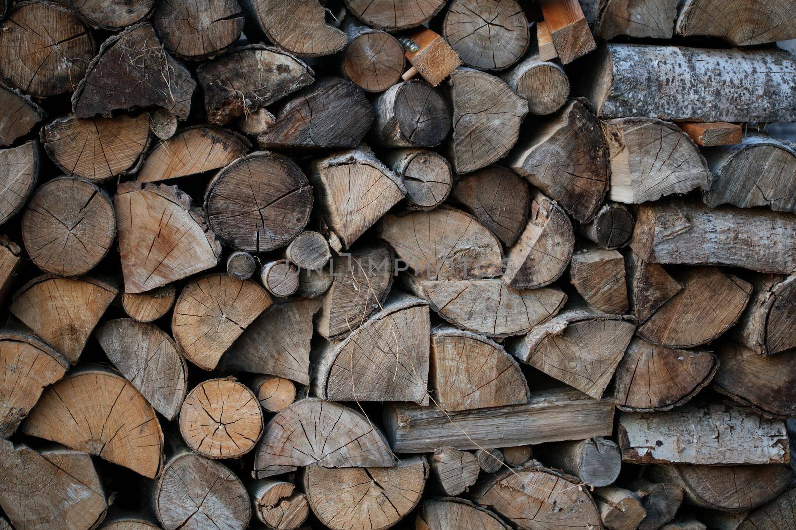 Cutted wood ready for fire close up background modern high quality prints