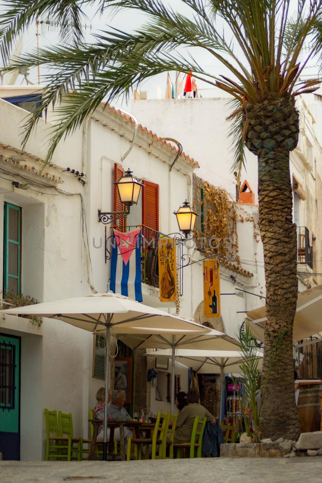 Ibiza, Spain : 2022 April 19 : People in Dalt Vila old town in Ibiza in Spain in the summer of 2022.