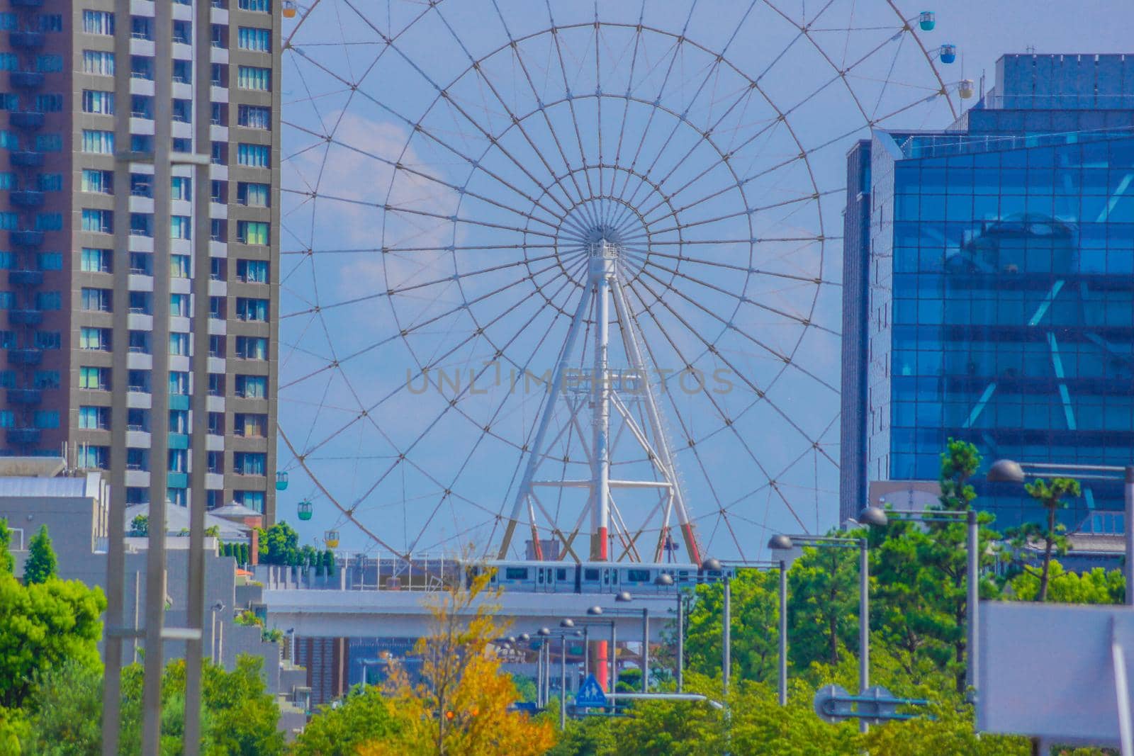 Yurikamome Tokyo seaside new traffic reluctance and city of Tokyo. Shooting Location: Tokyo metropolitan area