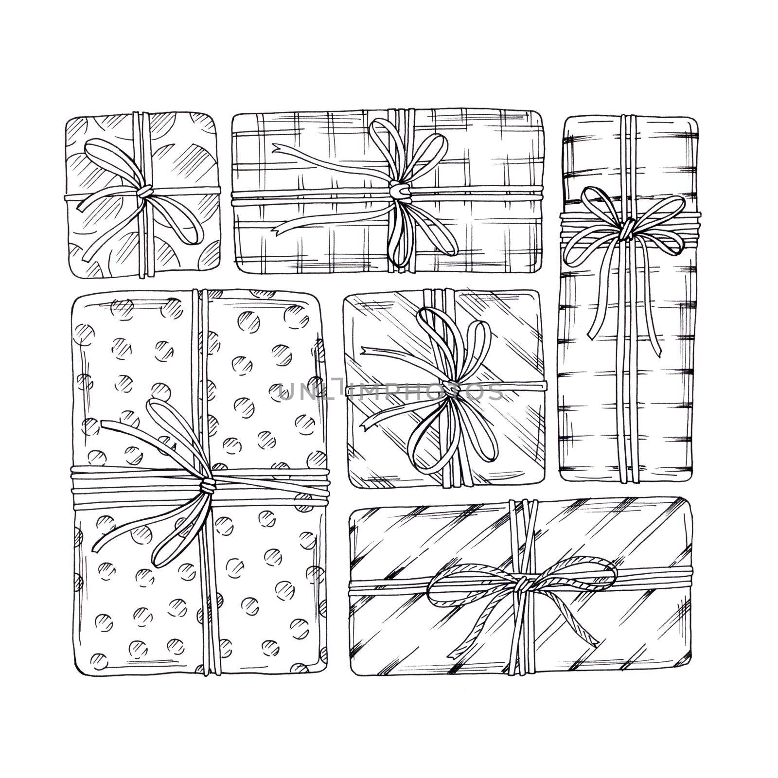 Gift box outline set icon. Illustration of isolated outline icon gift box with ribbon. Outline illustration set christmas present.