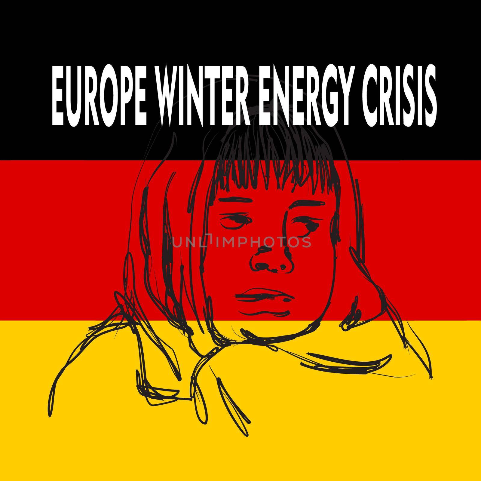 Hand drawn illustration of cold person on German flag background. by klopo
