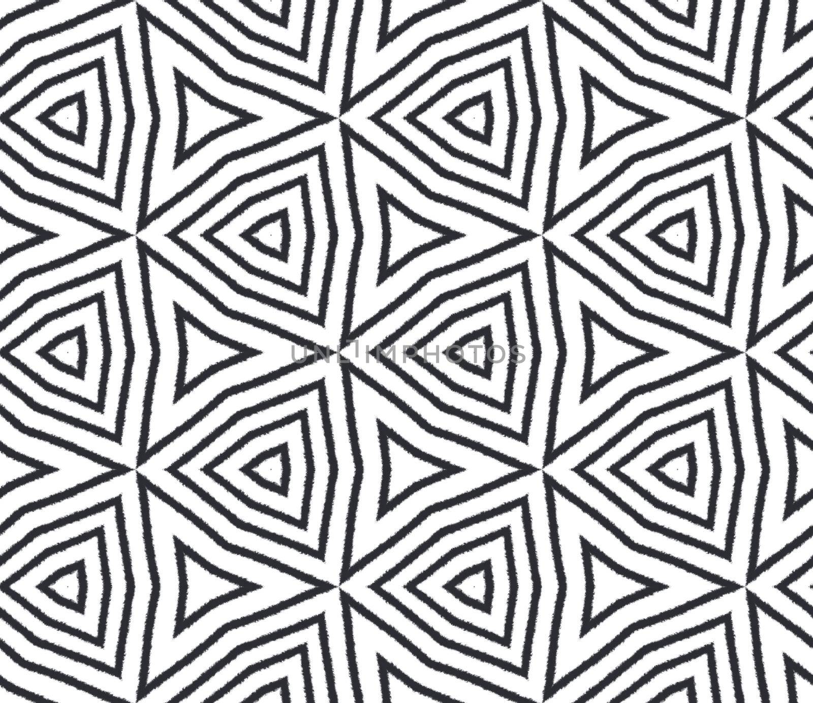 Exotic seamless pattern. Black symmetrical kaleidoscope background. Textile ready fair print, swimwear fabric, wallpaper, wrapping. Summer swimwear exotic seamless design.