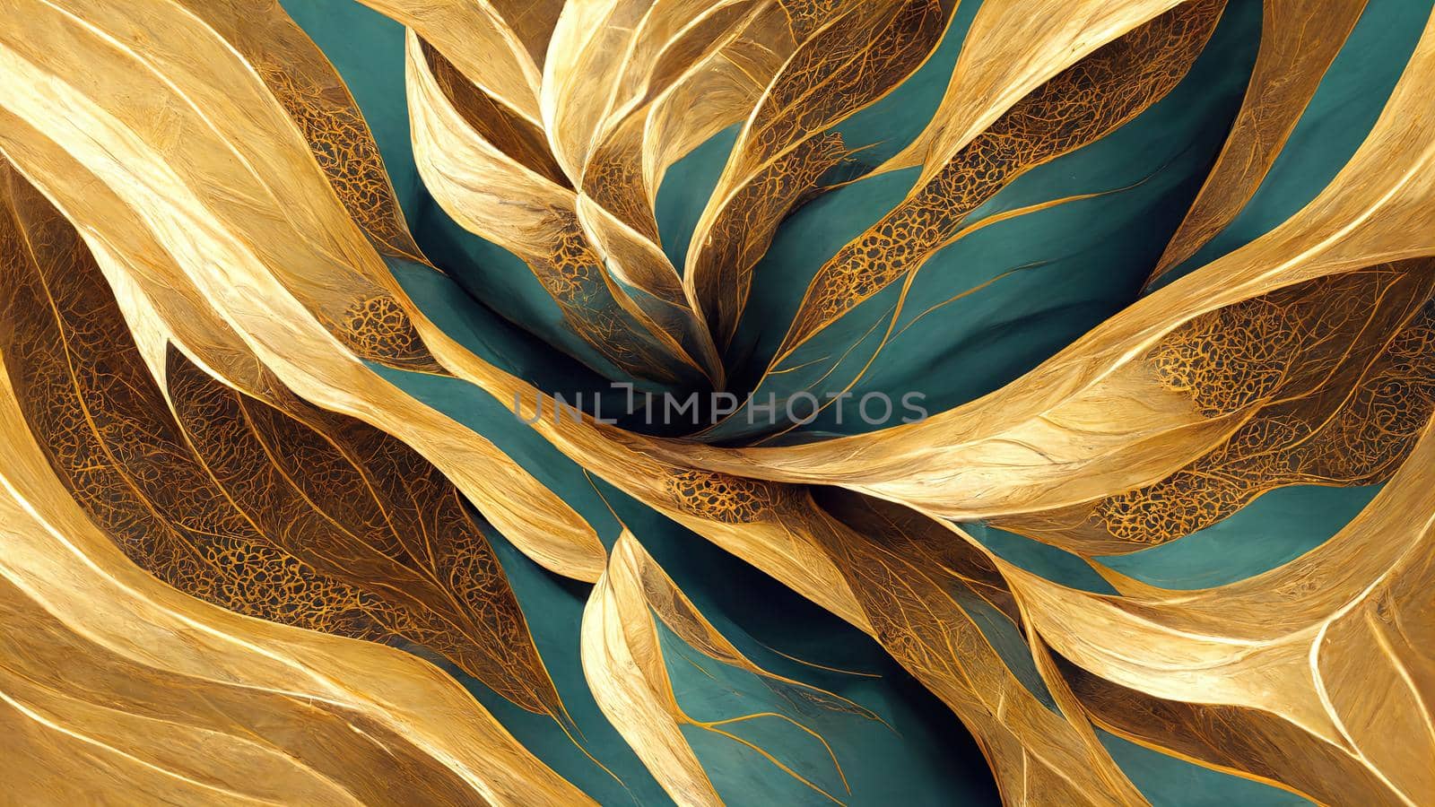 abstract floral pattern in yellow gold colors.