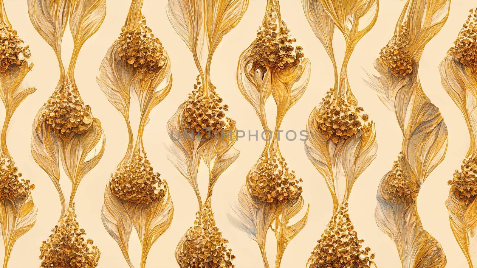 abstract floral pattern in yellow gold colors.