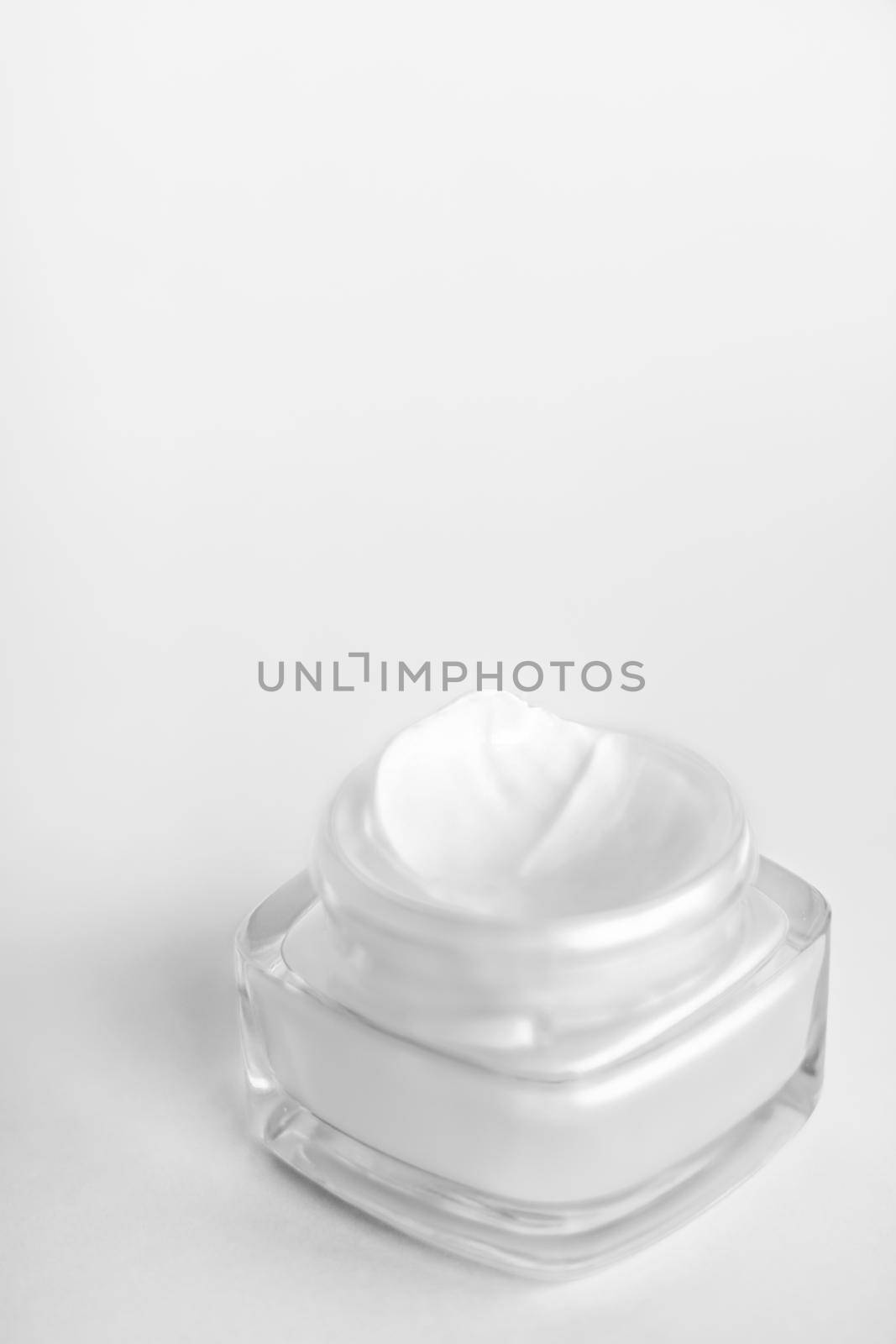 Cosmetic branding, toiletries and spf concept - Face cream moisturizer jar on white background, moisturizing skin care lotion and lifting emulsion, anti-age cosmetics for luxury beauty skincare brand