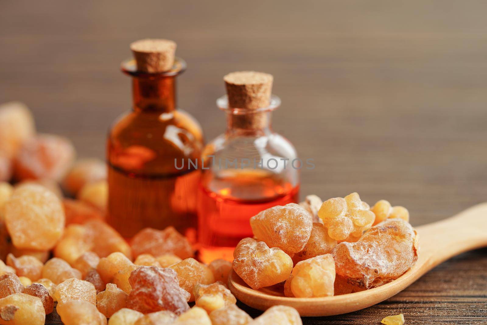 Frankincense or olibanum aromatic resin used in incense and perfumes.