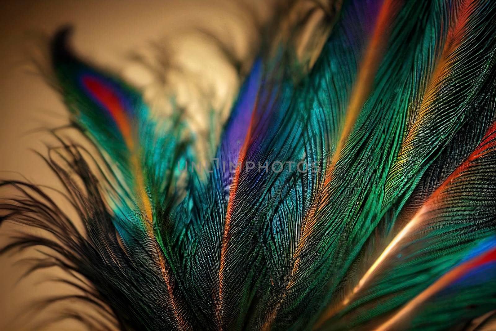 Close-up Peacocks, colorful details and beautiful peacock feathers