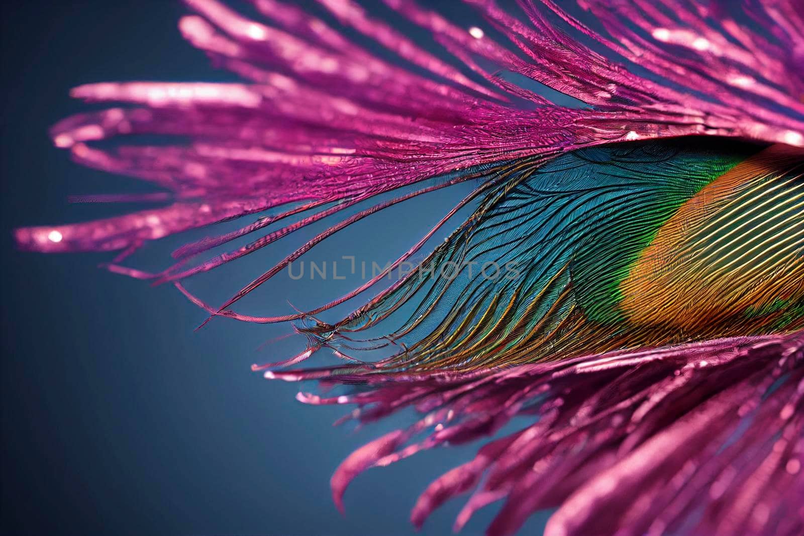 Close-up of feathers, exotic nature background and texture
