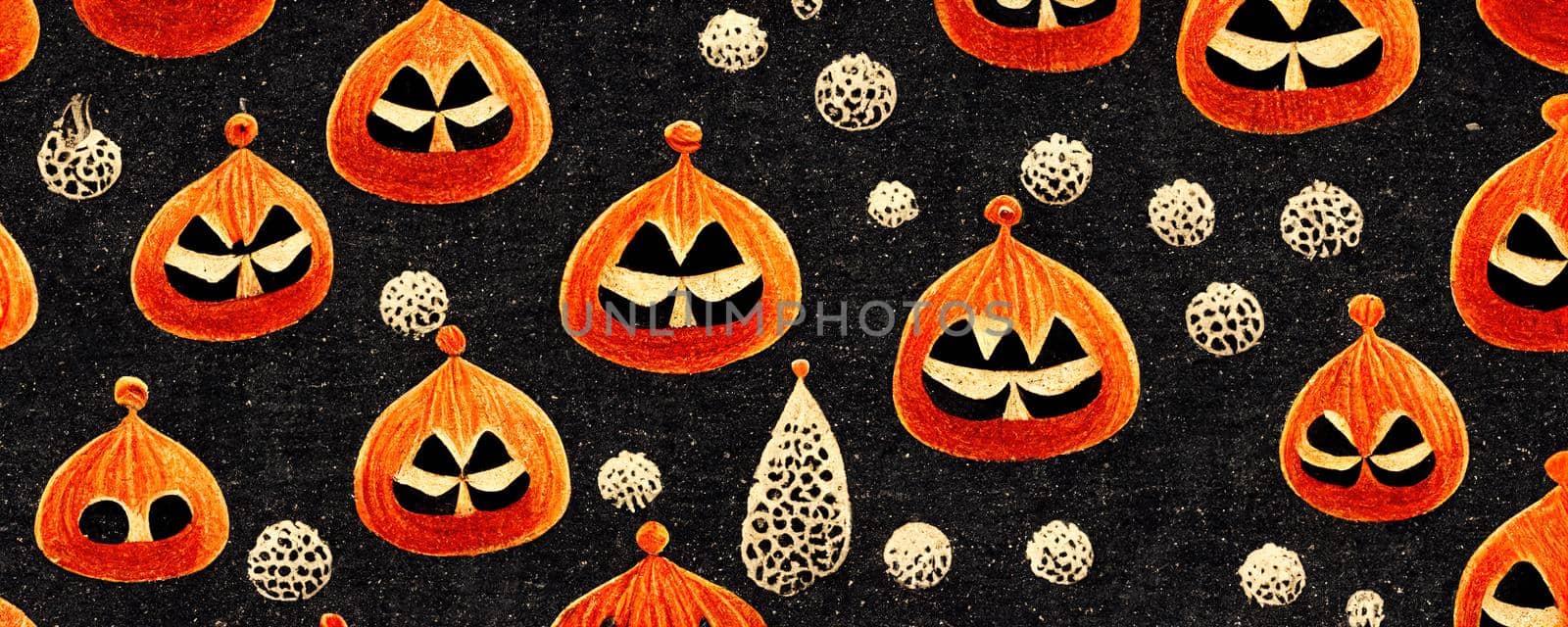 stylish abstract fabric pattern with halloween pumpkins.