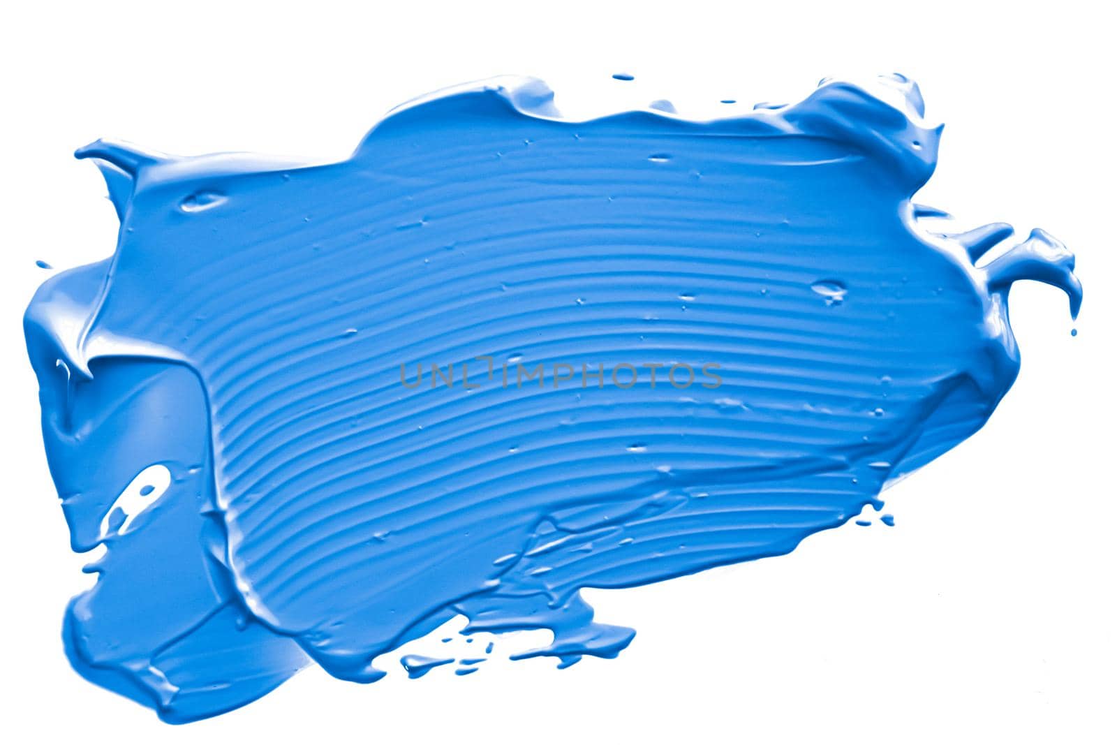 Blue beauty swatch, skincare and makeup cosmetic product sample texture isolated on white background, make-up smudge, cream cosmetics smear or paint brush stroke closeup