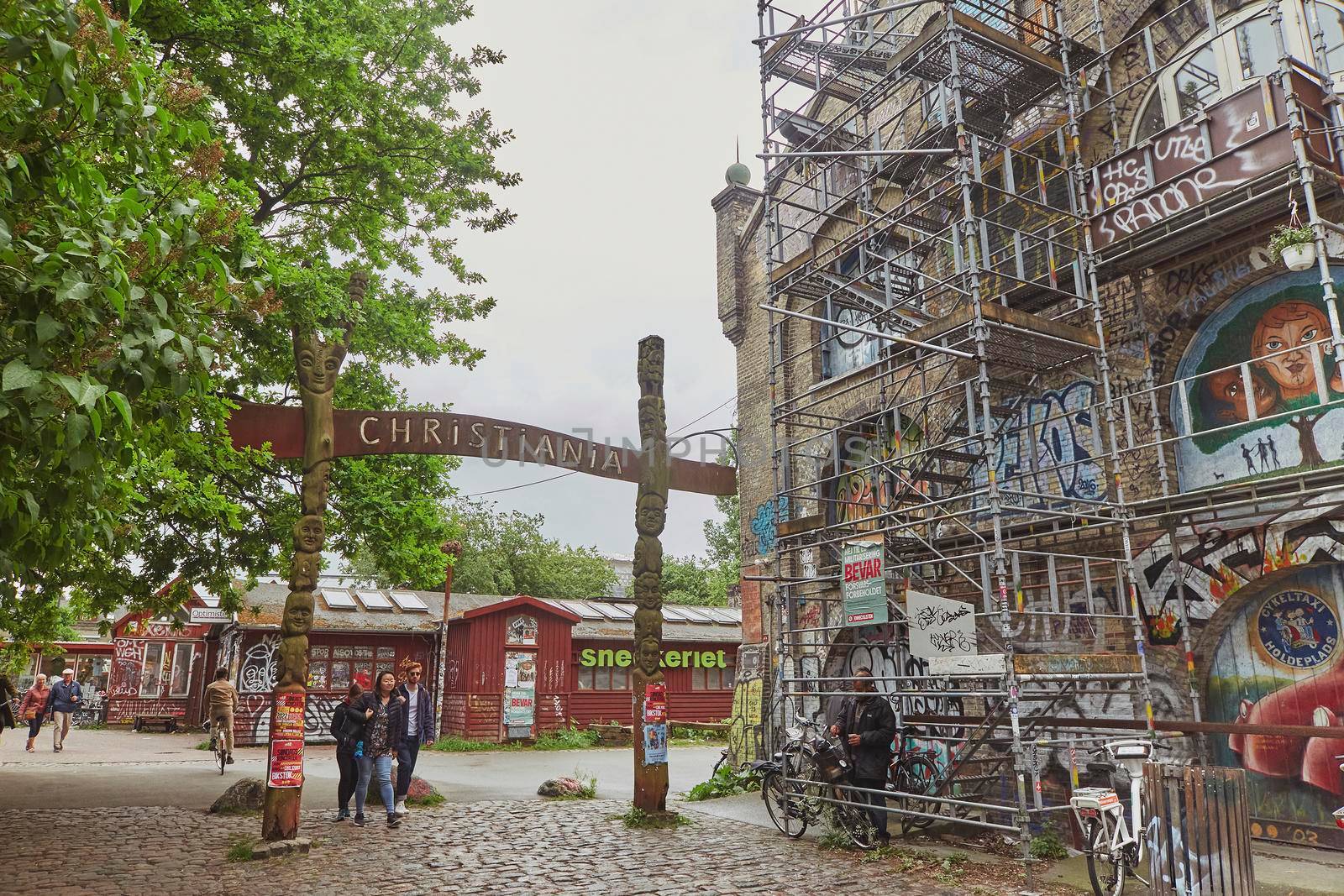 Copenhagen, Denmark, May, 2022: Entrance to the Free City of Christiania.