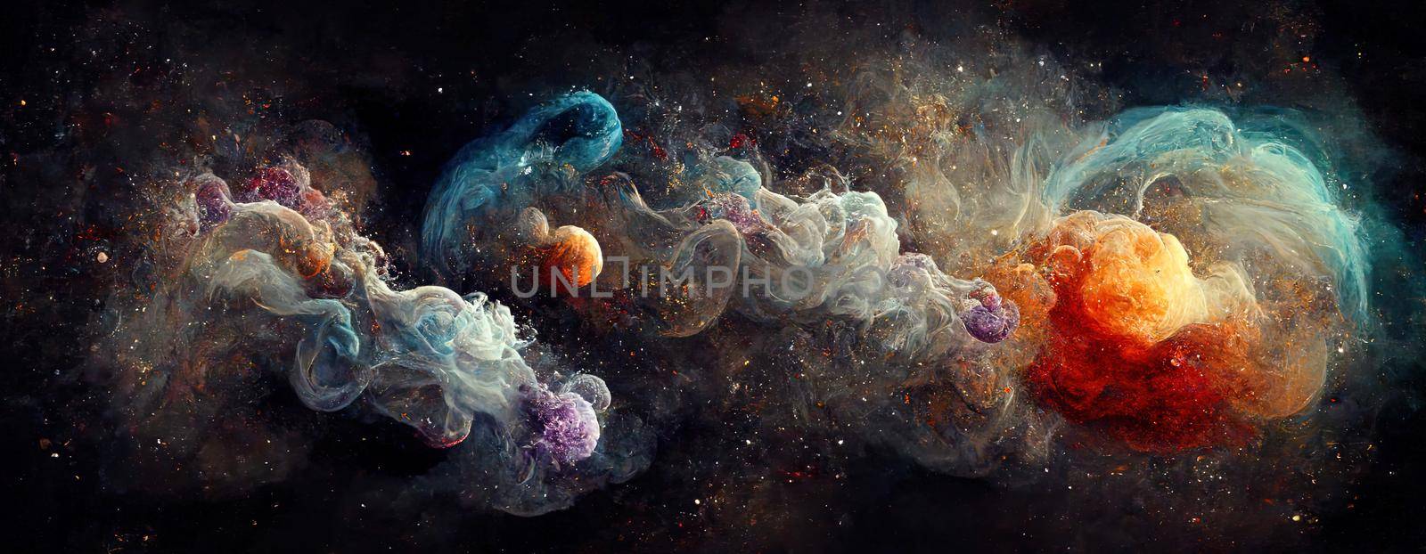 abstract space landscape with nebulae and stars on a black background by TRMK