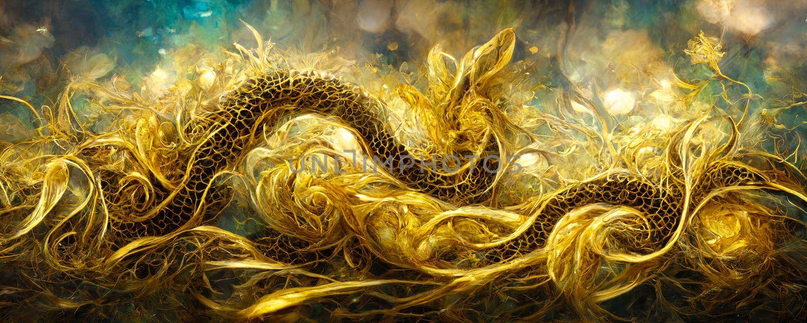 Golden Dragon, Colorful abstract wallpaper texture background illustration by TRMK
