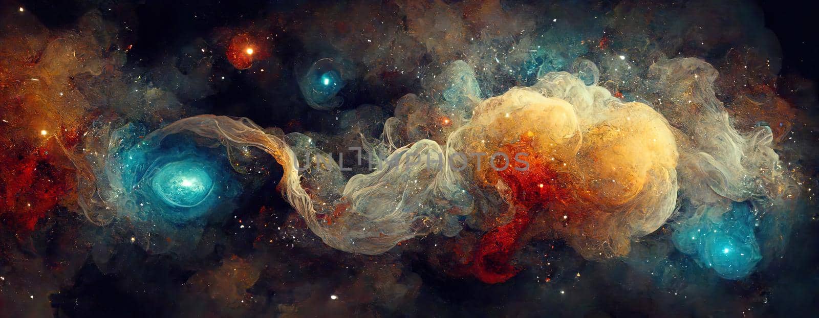 abstract space theme with galaxies and stars and nebulae.