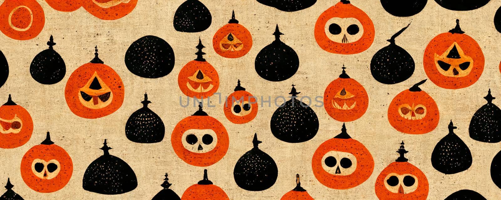 black and orange pumpkins in Halloween style on a beige background by TRMK