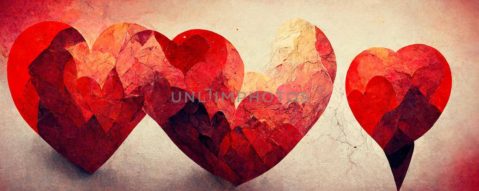three hearts, Colorful abstract wallpaper texture background illustration by TRMK