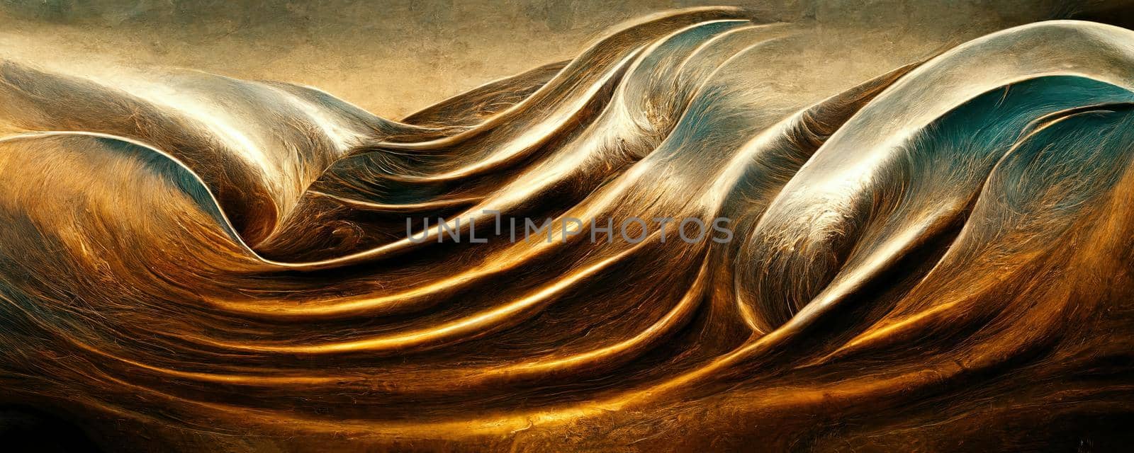illustration of golden lines reminiscent of embossed leather and sea waves by TRMK