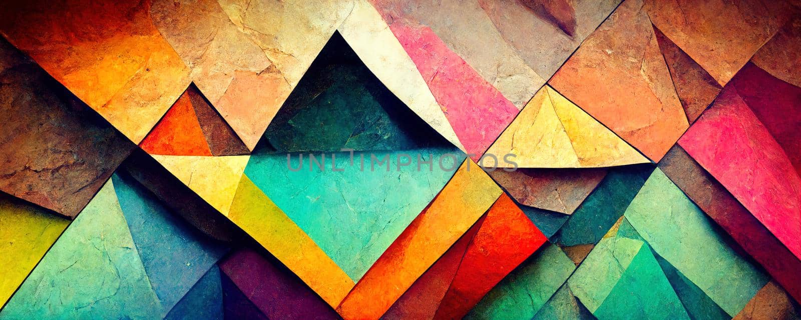 abstract 3D illustrations in the form of geometric triangles and polygons creating a bright background by TRMK