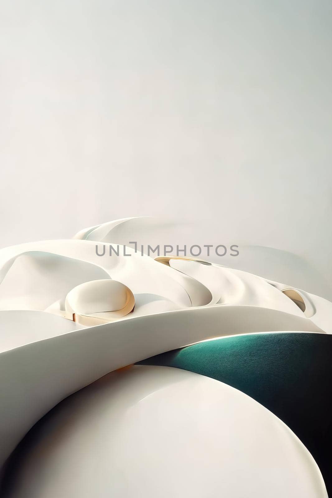 Abstract minimal background with interesting shape stones, 3d illustration