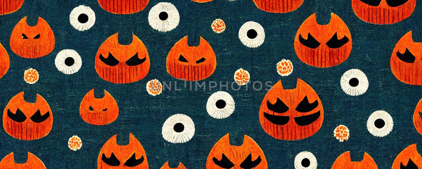 stylish abstract fabric pattern with halloween pumpkins.