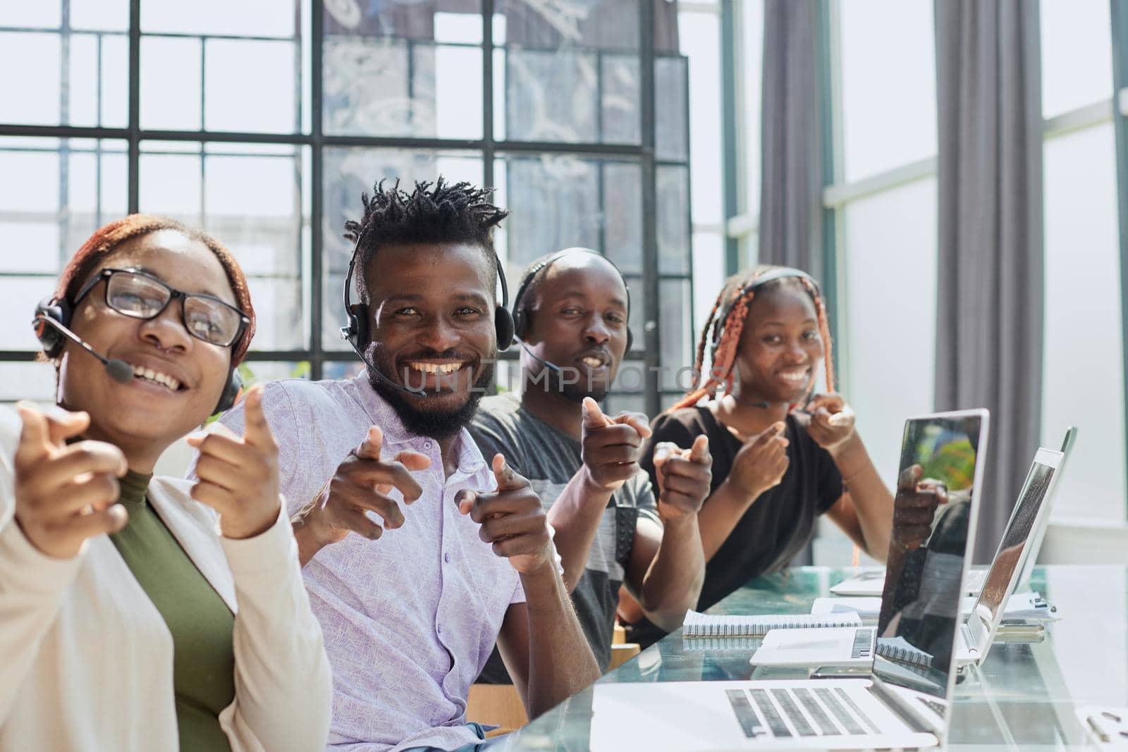 Portrait African-American businessteam in a call center