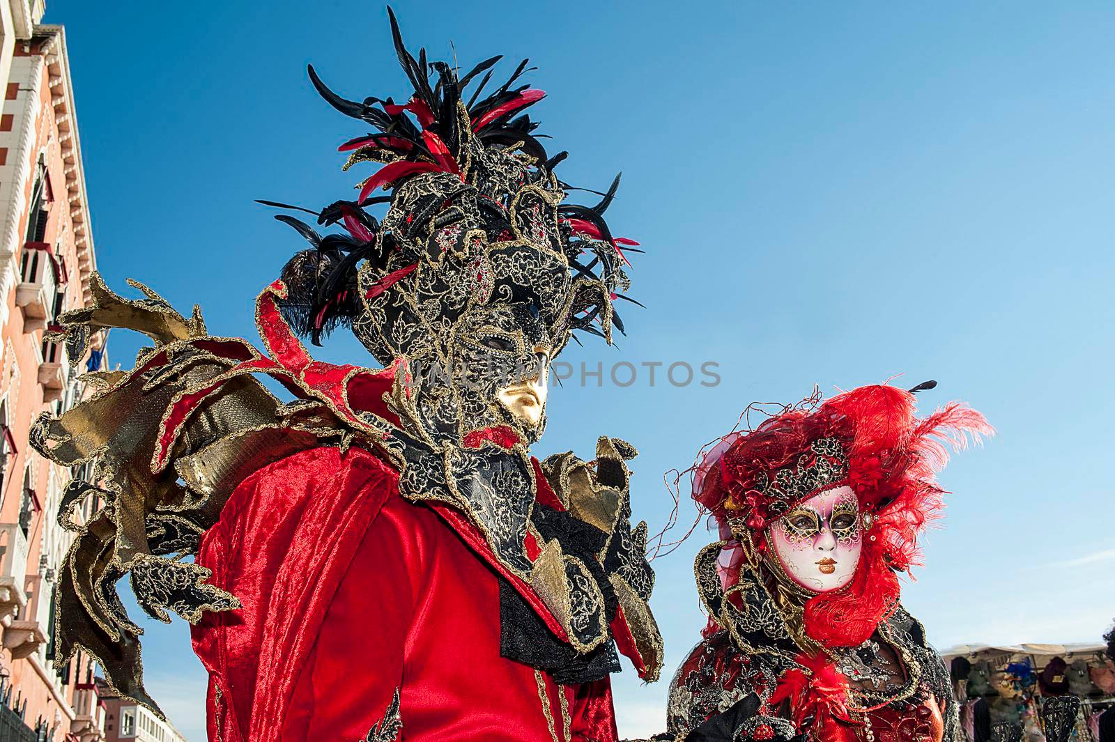 VENICE, ITALY - Febrary 6 2018: The masks of the Venice carnival 2018