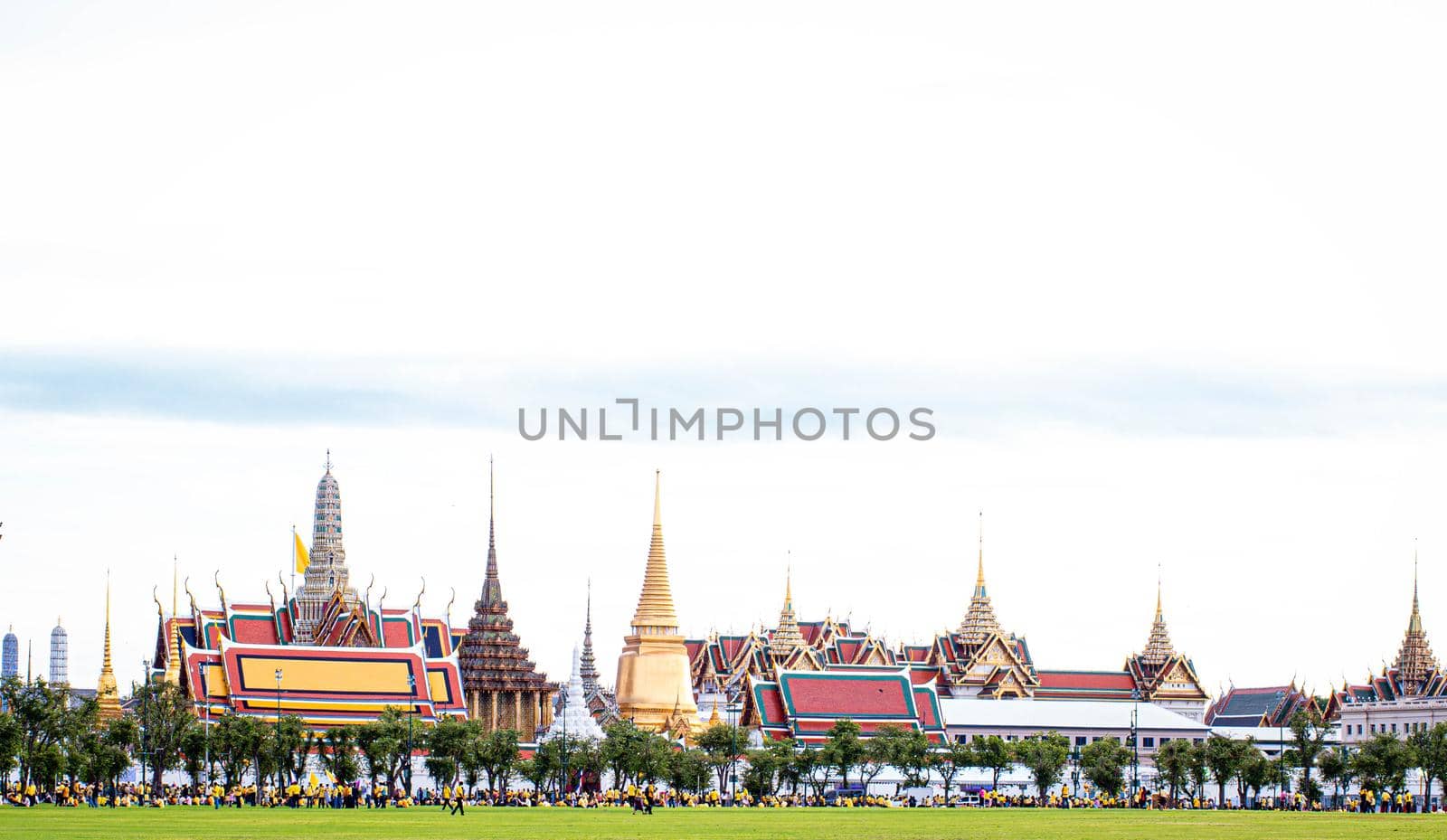 2020 November 01 Bangkok Thailand wearing yellow shirts and Foreigner  rally in support of monarchy at Grand Palace