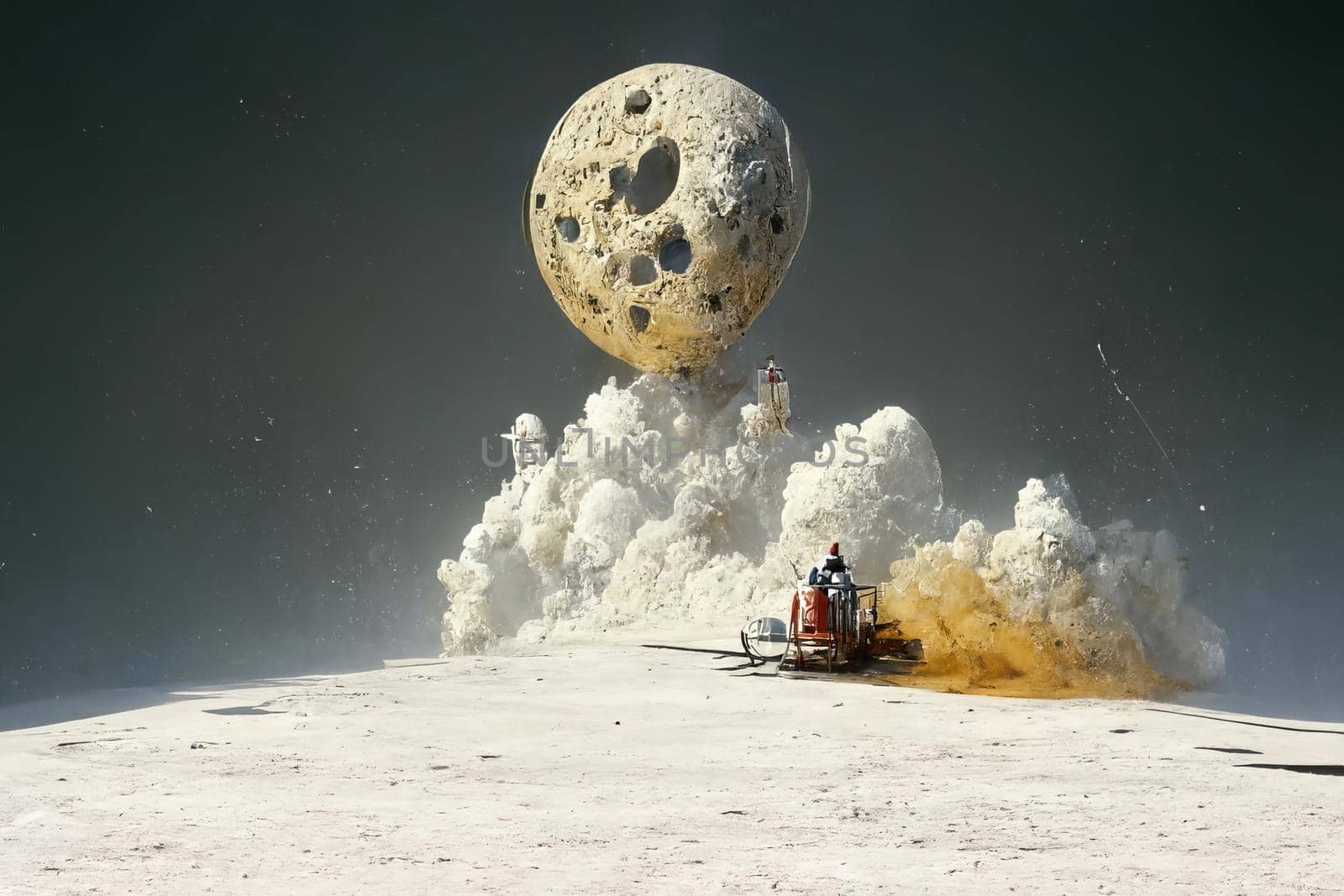 Man going on the moon, 3d render by Farcas