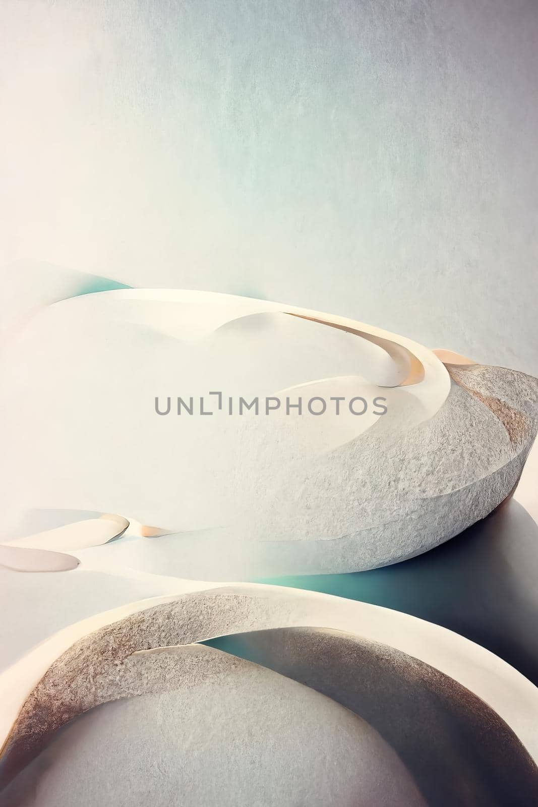 Abstract minimal background with interesting shape stones, 3d illustration