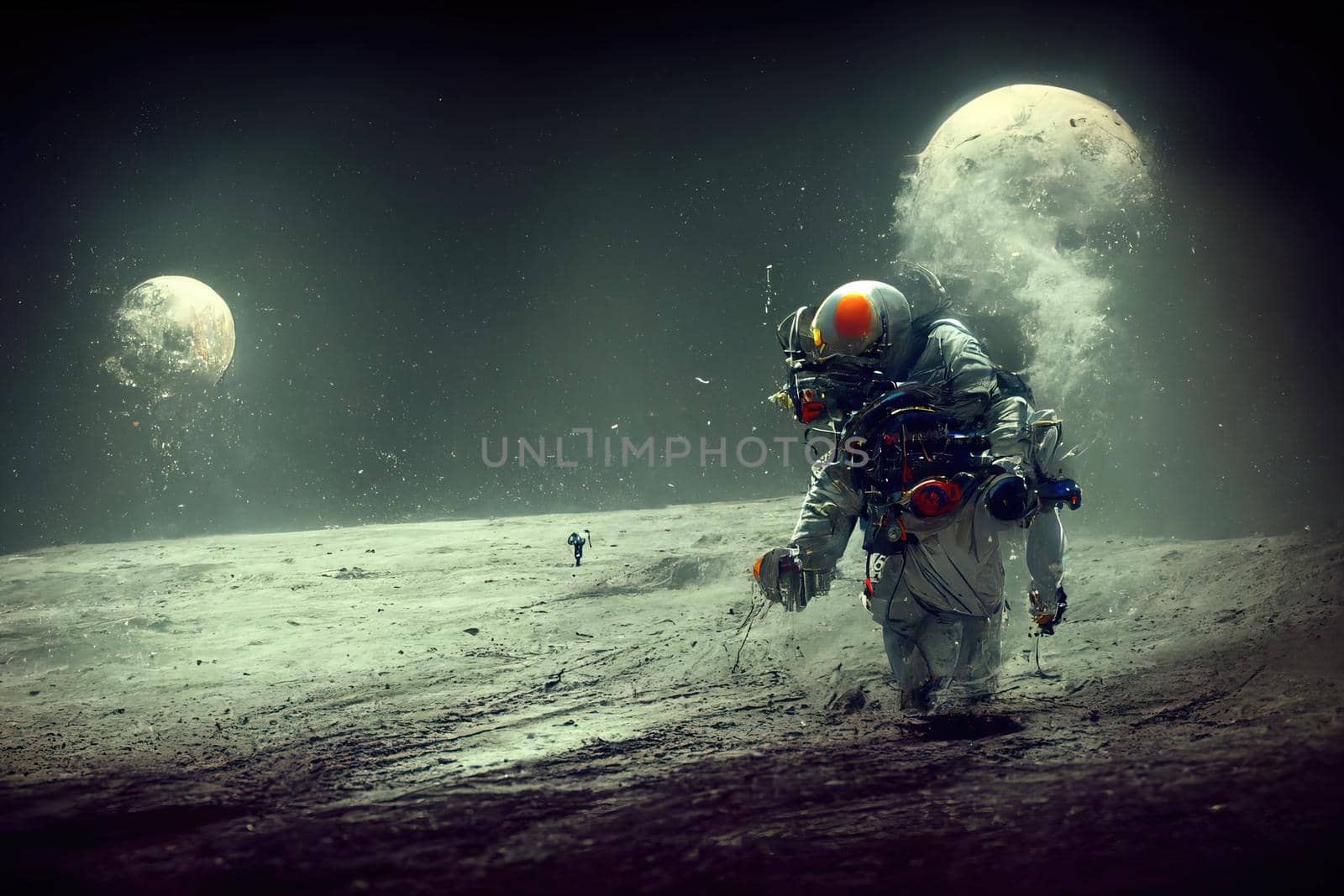 Man going on the moon, 3d illustration