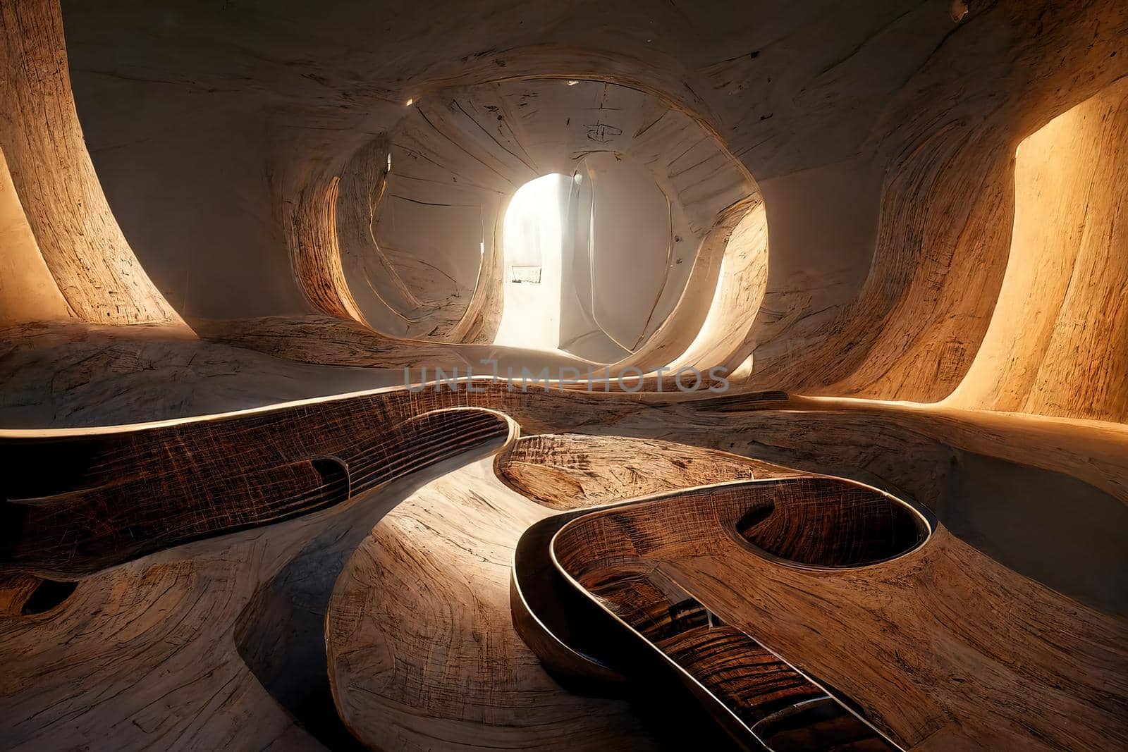 Inside of a guitar, intricate details,3D illustration