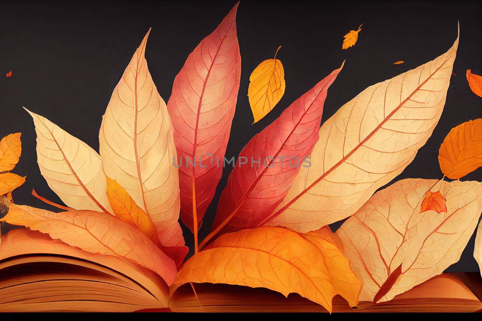 Autumn composition with tree bark, leaves and acorns on by 2ragon