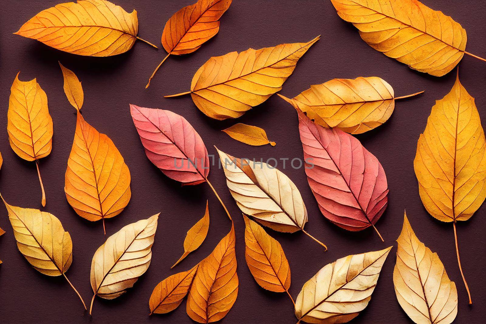 Autumn creative composition Dried leaves on white background Fall concept Autumn background Flat lay, top view, copy space , anime style