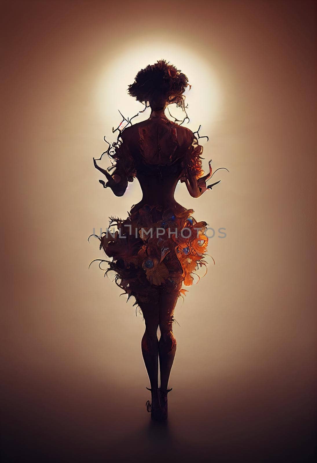 Image of a beautiful clown girl, 3d illustration