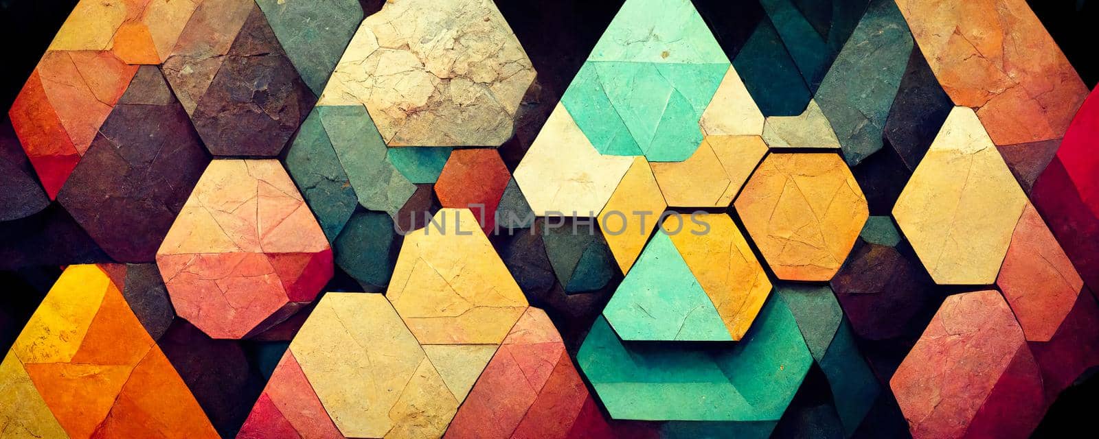 geometric shapes of polygons in the form of a modern background in warm colors.