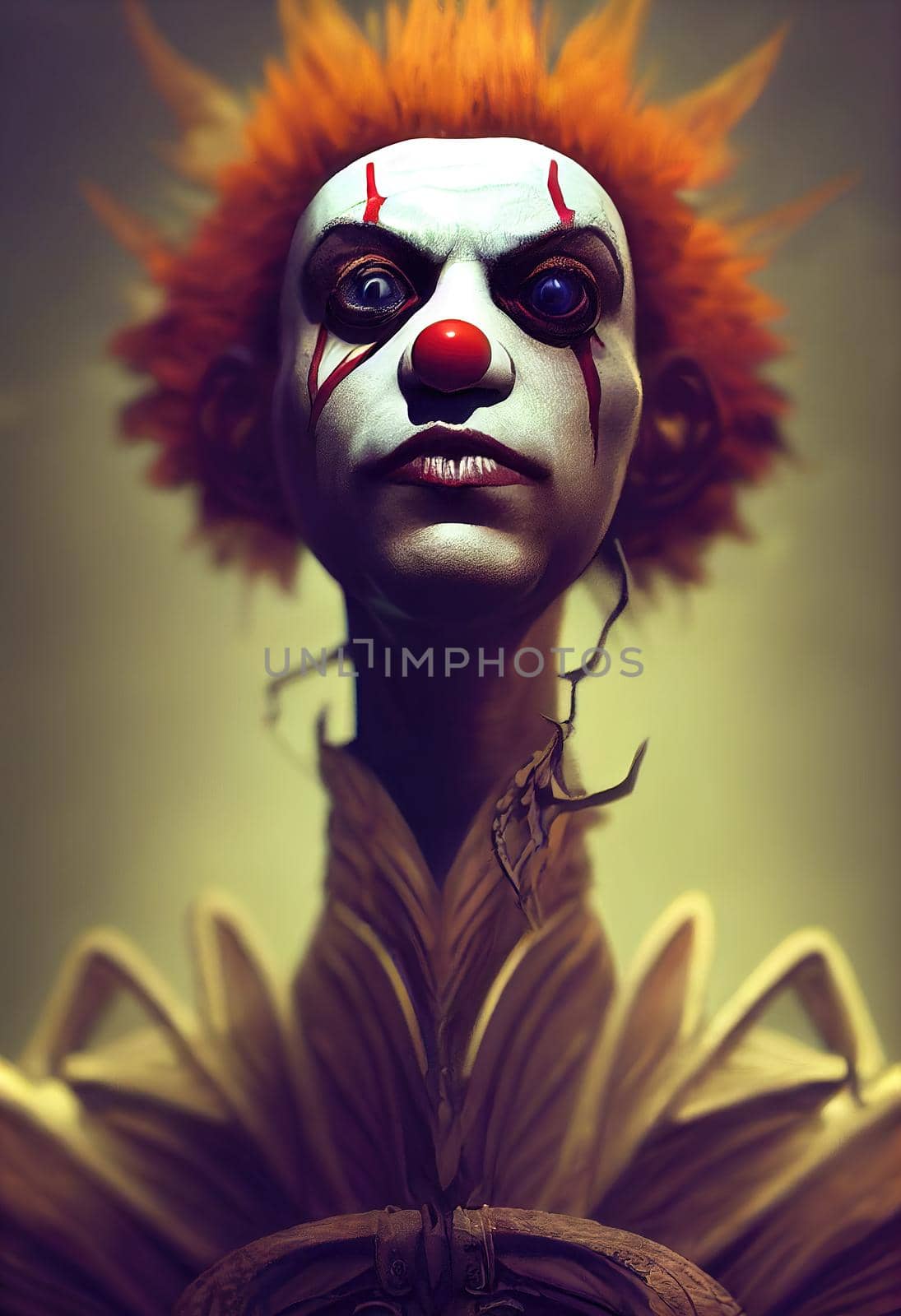 Portrait of a beautiful clown boy, 3d illustration