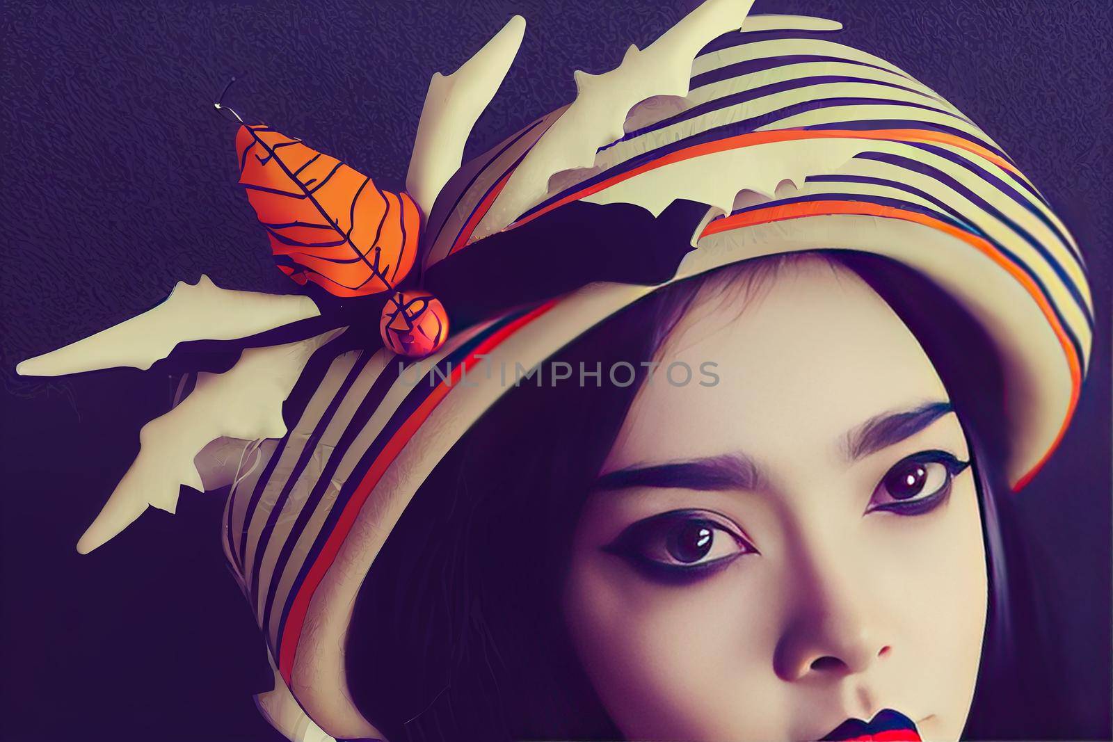 Halloween headdress striped witch hat with buckle isolated cartoon magician headdress wizard or witch cap fairy stargazer cap with buckle Magic headwear Halloween hat of mage sorcerer, Anime Style