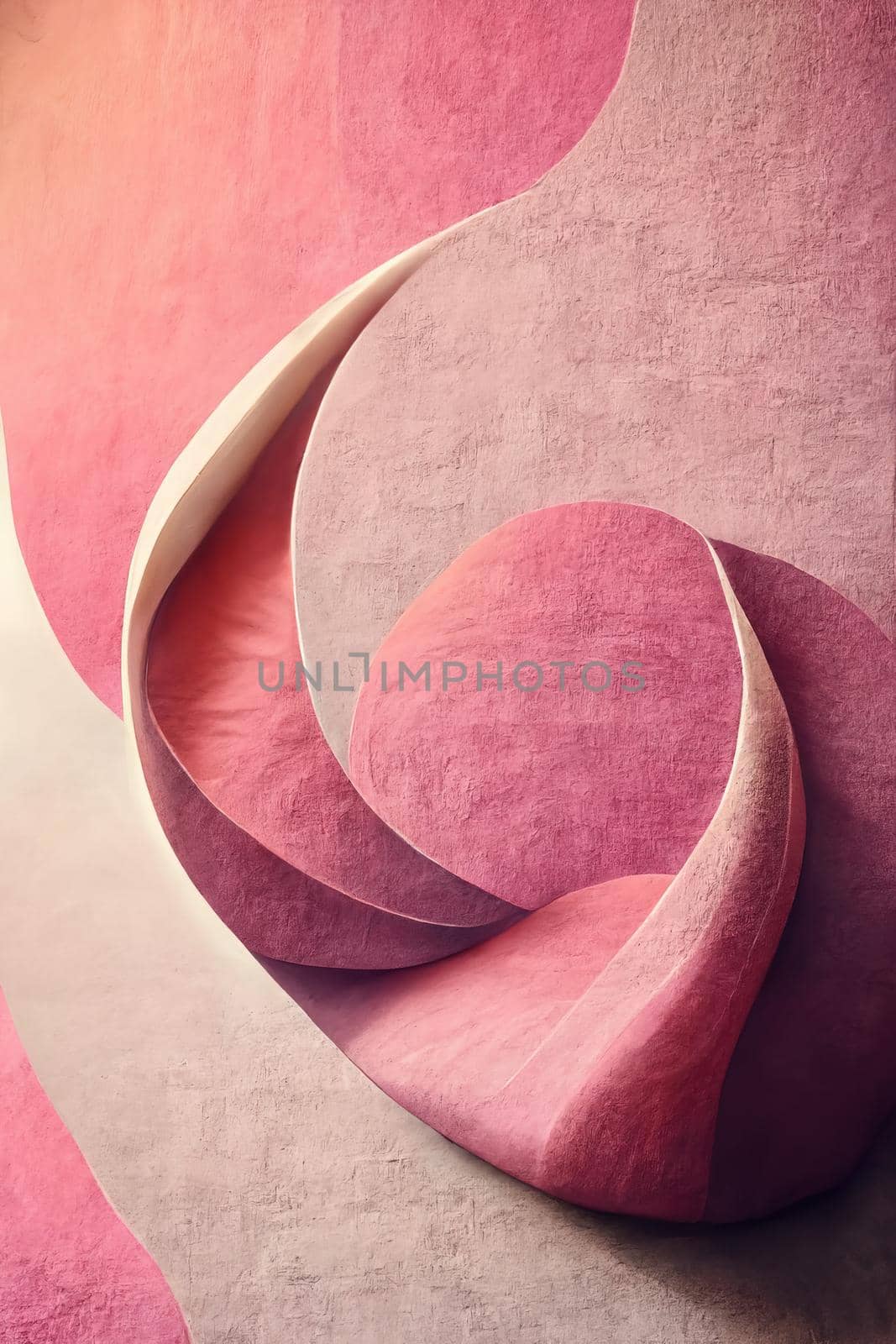 Abstract pink background, wavy fashion wallpaper, 3d illustration