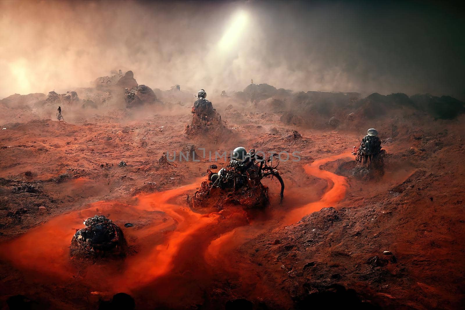 People arriving on Mars, 3d render by Farcas