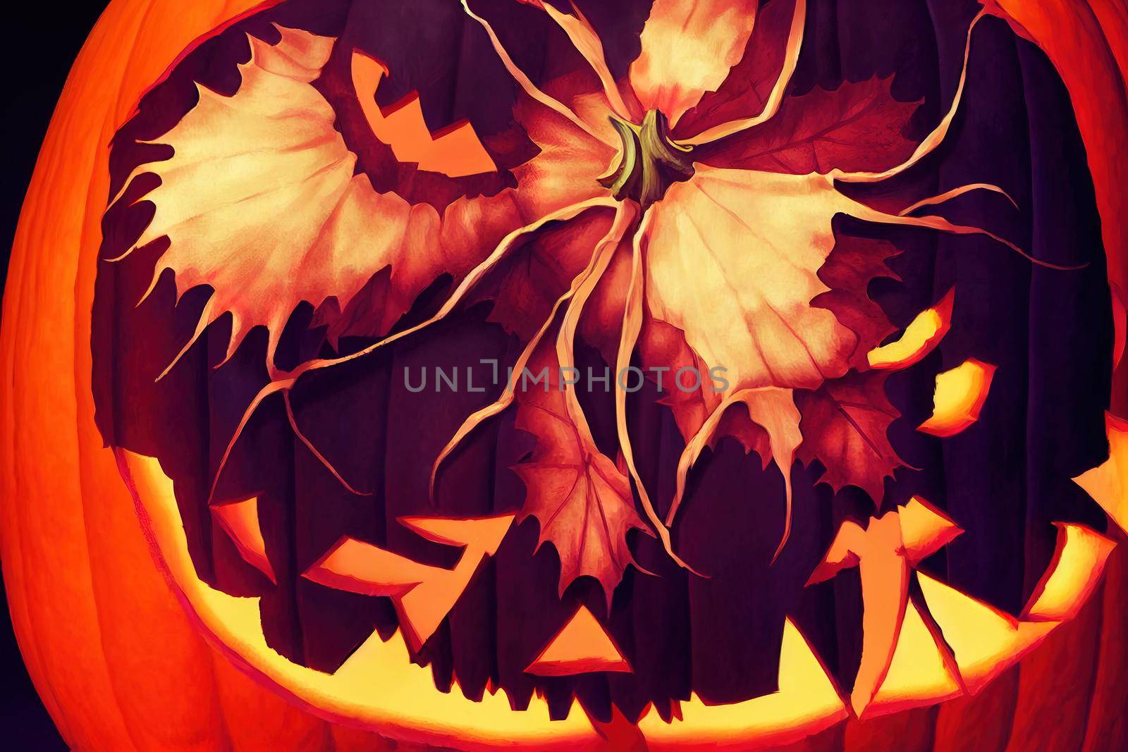 Halloween art scary pumkins, Anime Style. High quality illustration