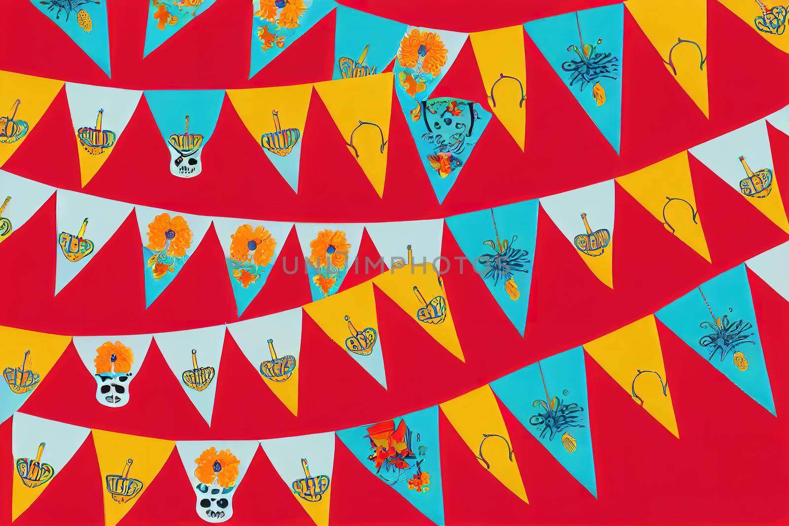 Paper flags, Raster Mexican Day of the Dead papel by 2ragon