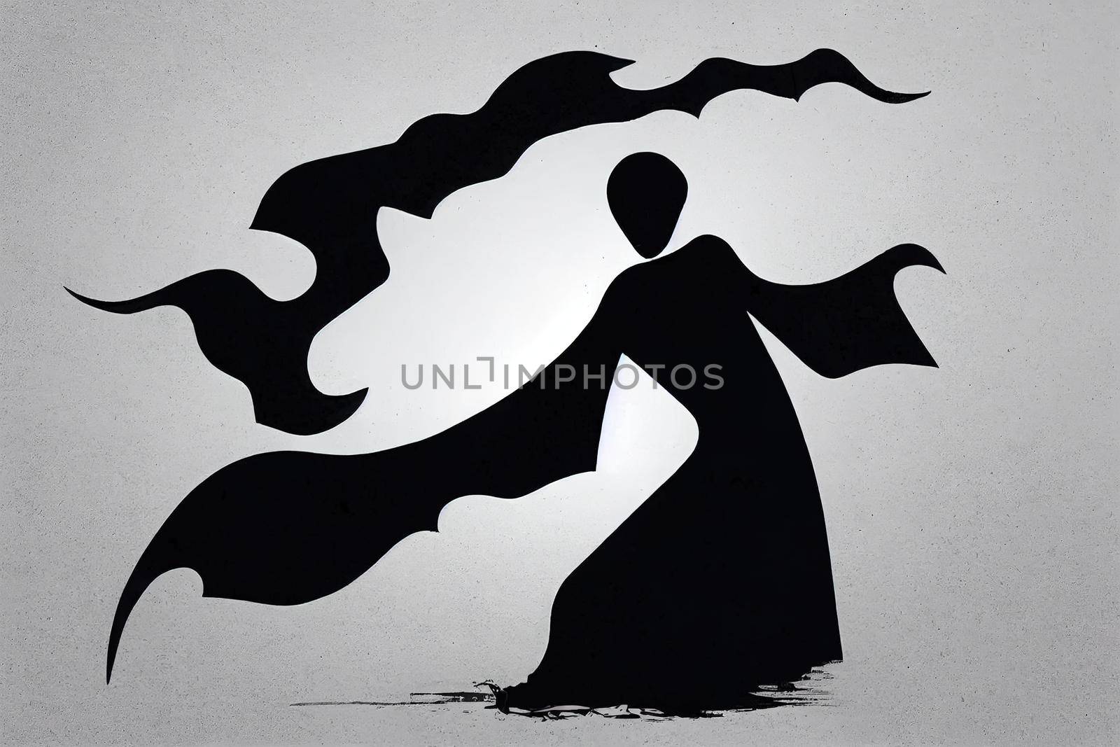 Halloween ghosts Spirit silhouette Funny white phantom Cute horror figure Spooky wraith Fantasy ghosts costume Halloween symbol sign Boo face Scary shadow decoration illustration, Anime Style