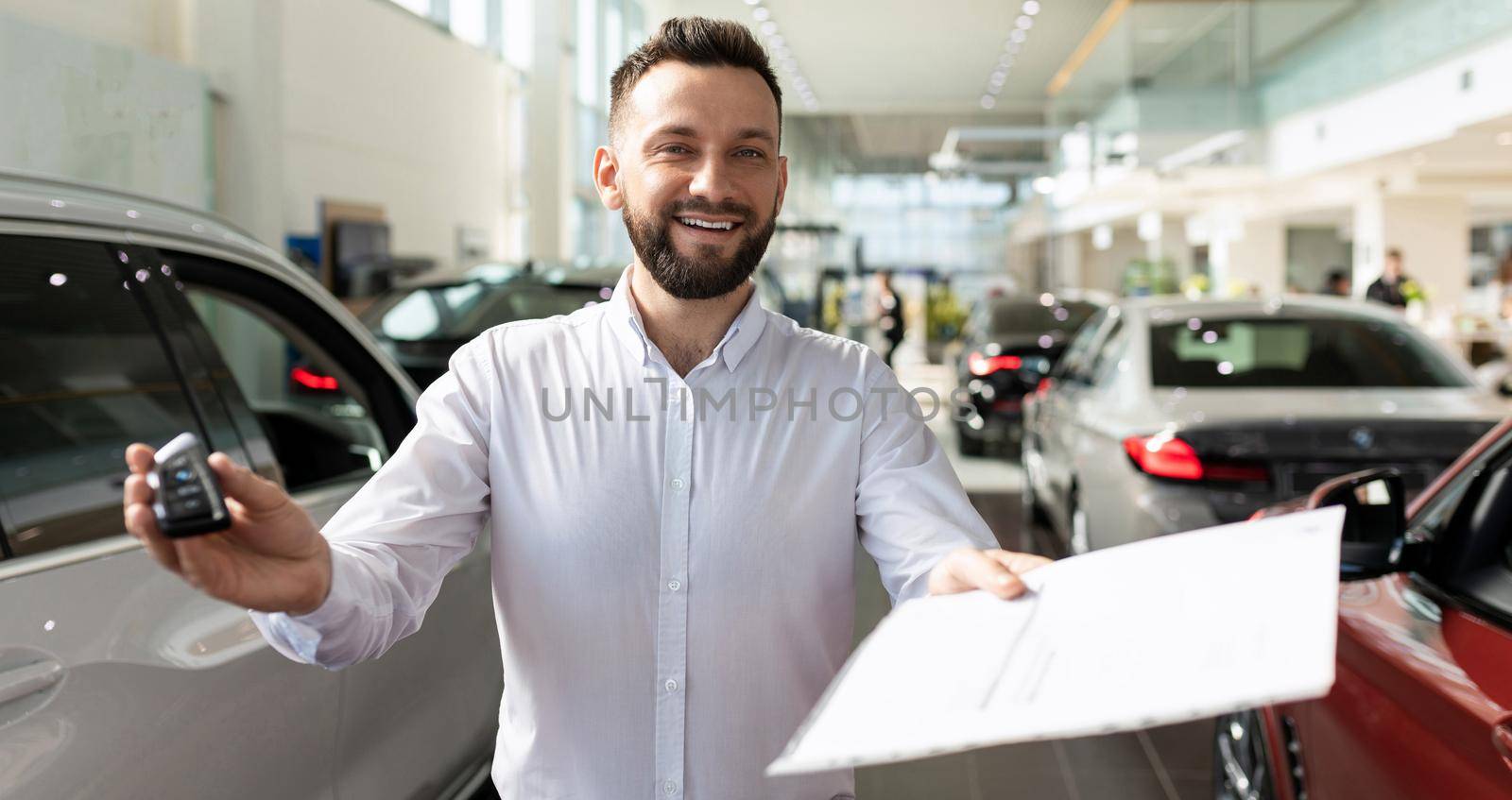 registration of an insurance policy in the salon of a car dealership.