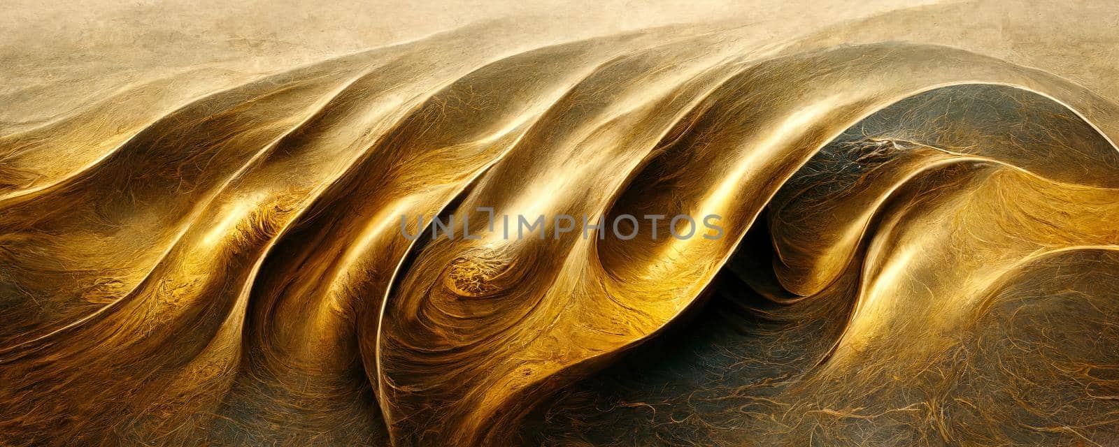 abstract pattern of golden lines resembling crumpled fabric or waves by TRMK