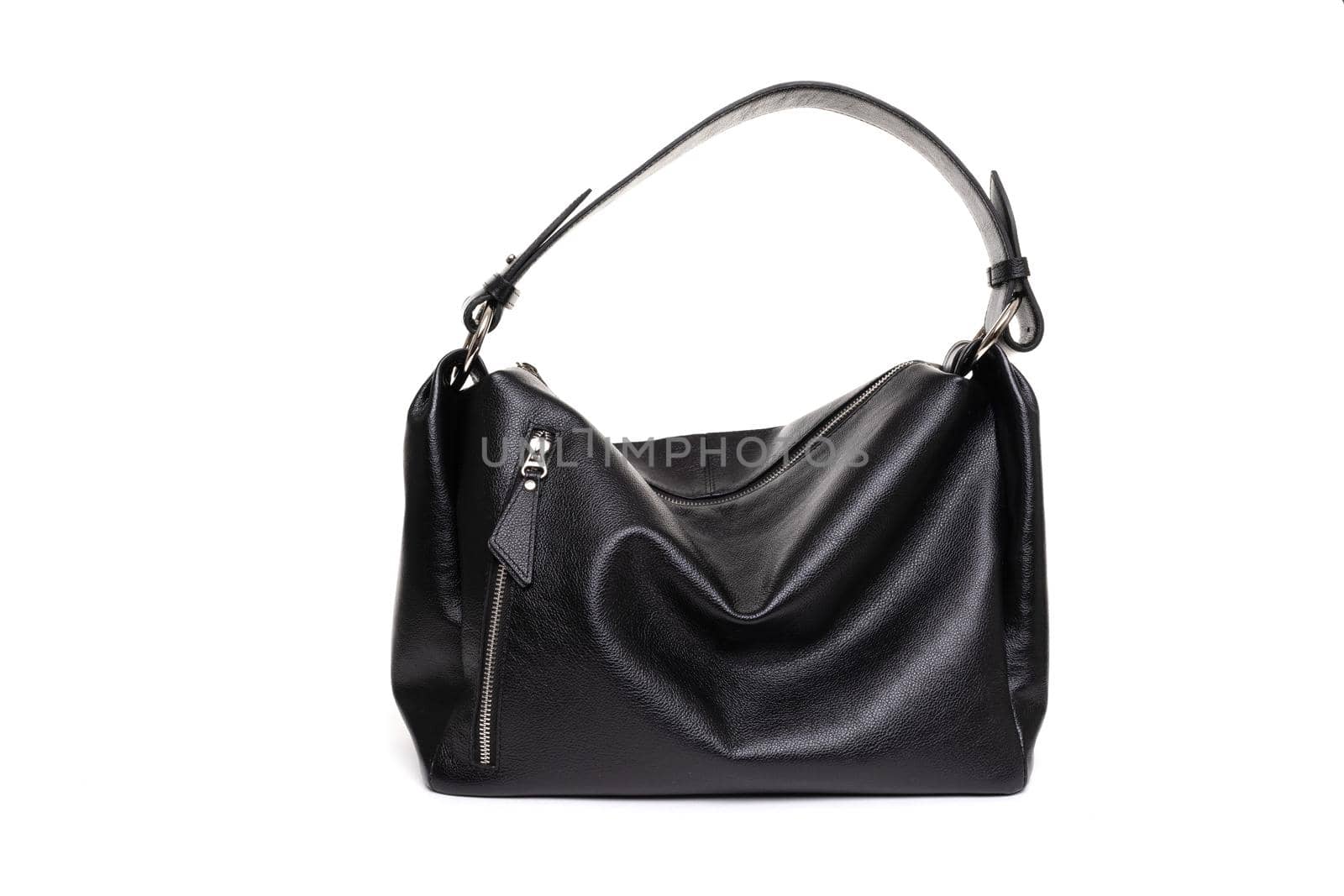 stylish leather women's bag made of soft black leather.